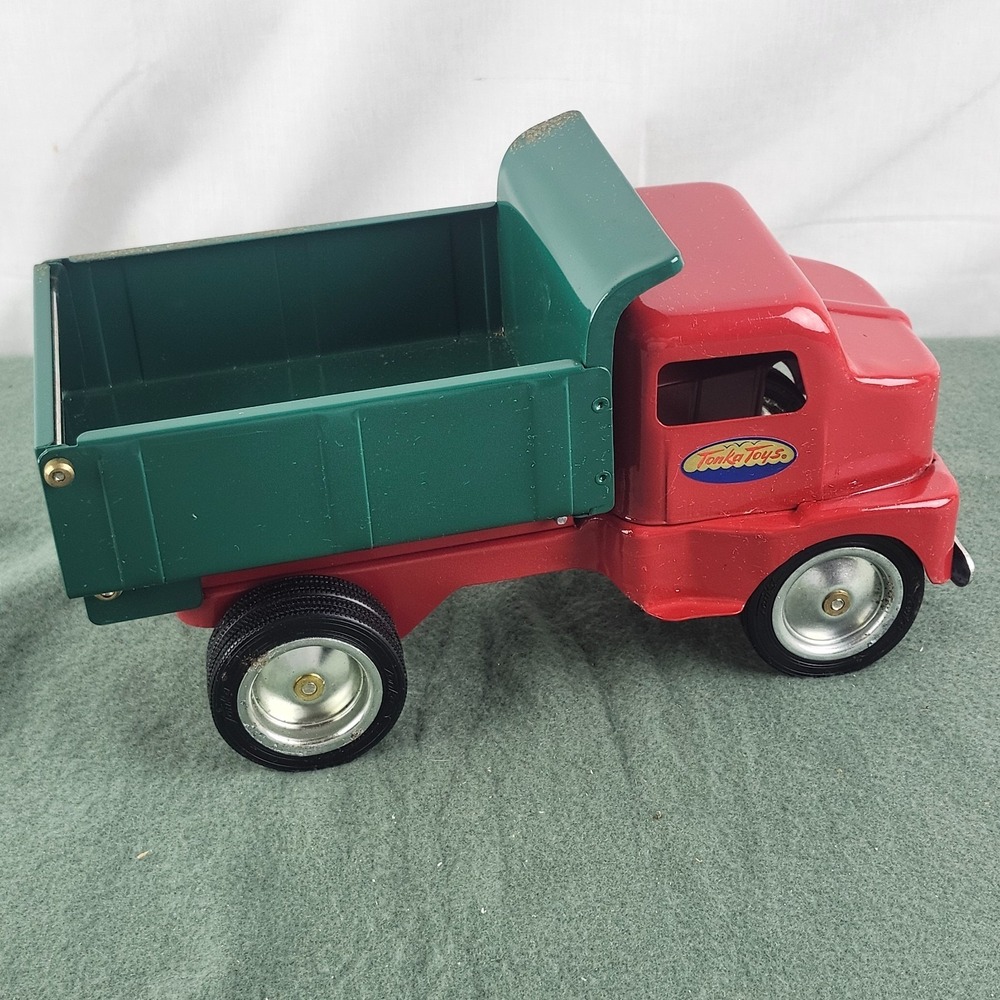 Tonka Toys Red Green Metal Dump Truck Toy Hasbro 1996 Reissue NICE